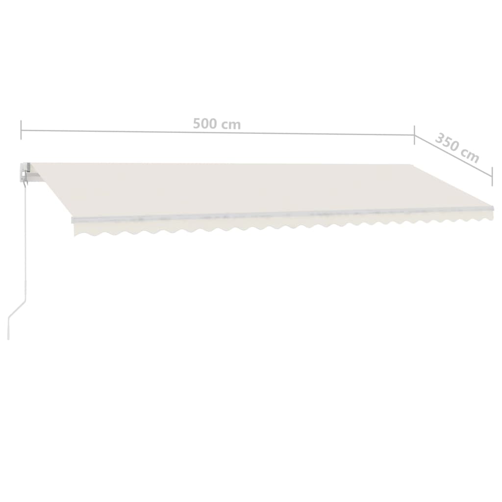 vidaXL Freestanding Manual Retractable Awning 500x350 cm Cream
