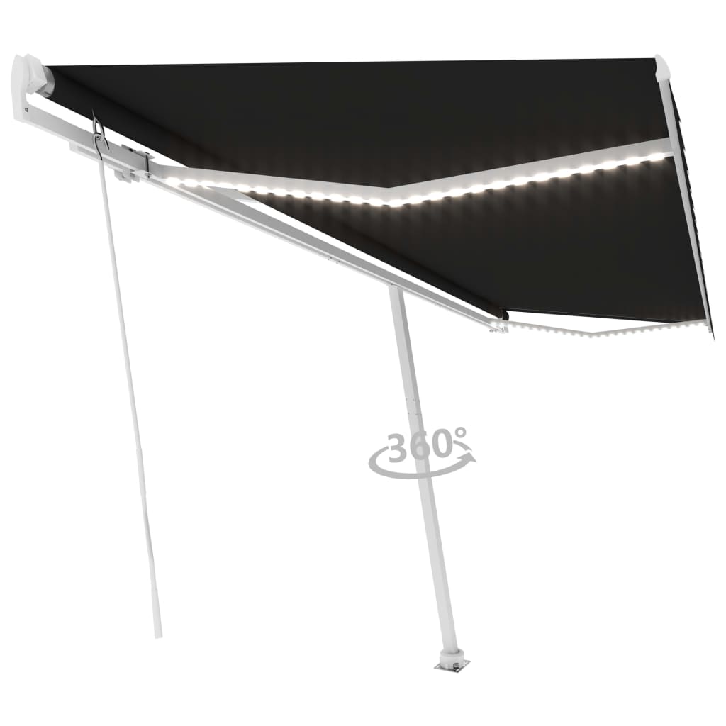 vidaXL Manual Retractable Awning with LED 500x350 cm Anthracite