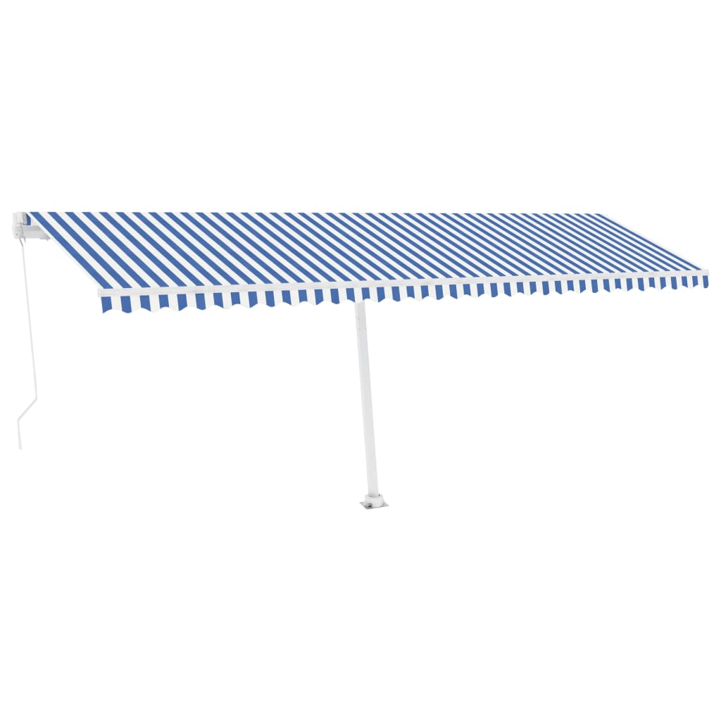 vidaXL Manual Retractable Awning with LED 600x350 cm Blue and White