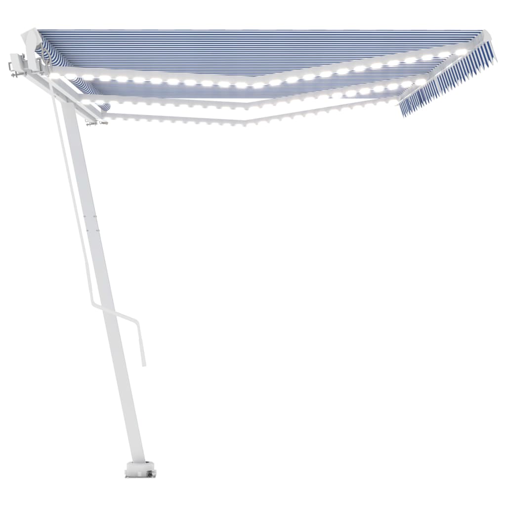 vidaXL Manual Retractable Awning with LED 600x350 cm Blue and White