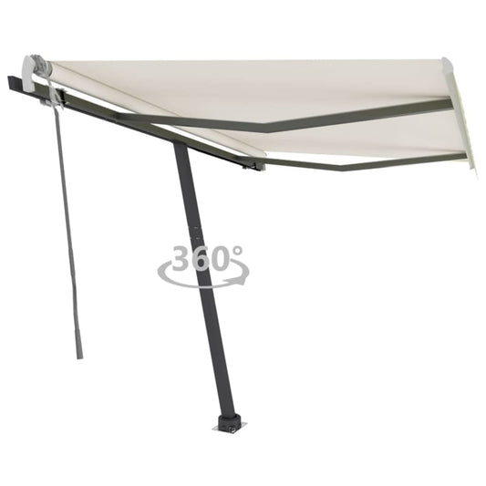 vidaXL Freestanding Manual Retractable Awning 350x250 cm Cream