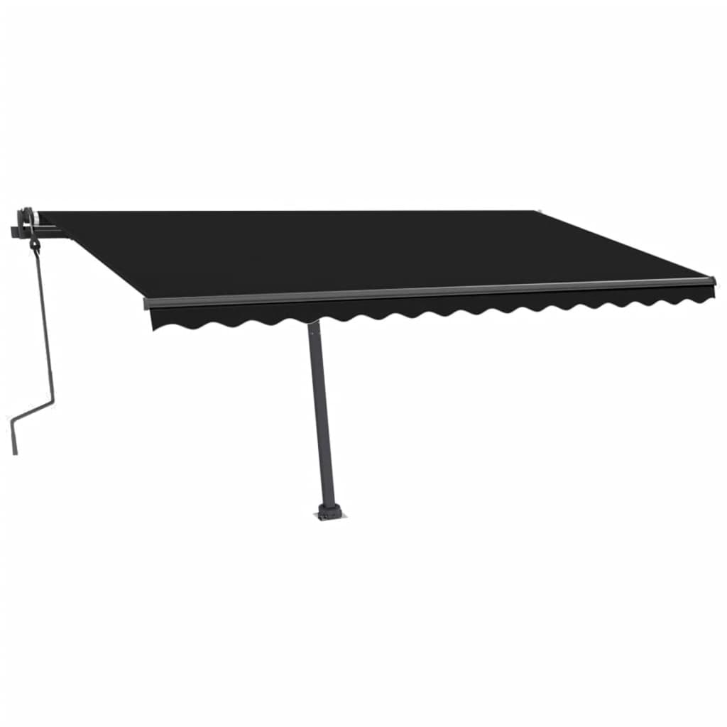 vidaXL Manual Retractable Awning with LED 450x300 cm Anthracite