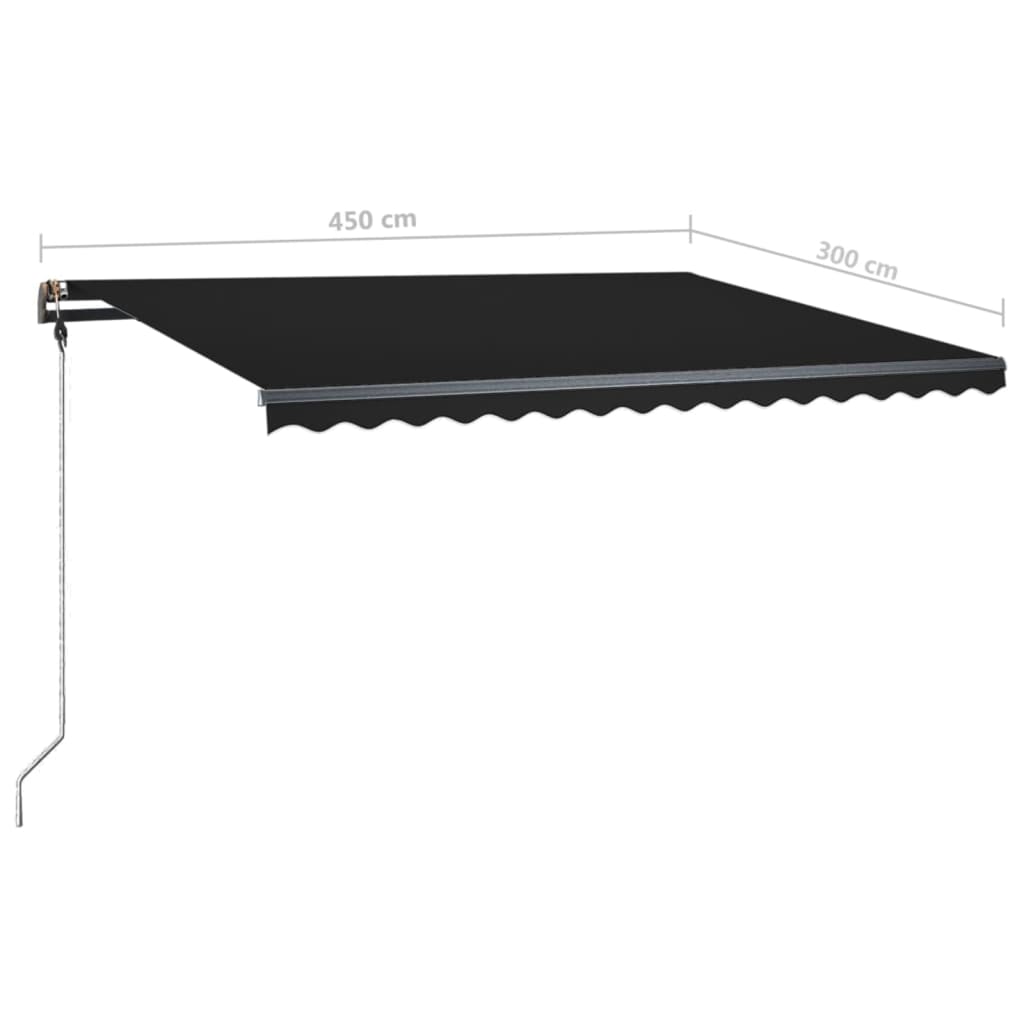 vidaXL Manual Retractable Awning with LED 450x300 cm Anthracite