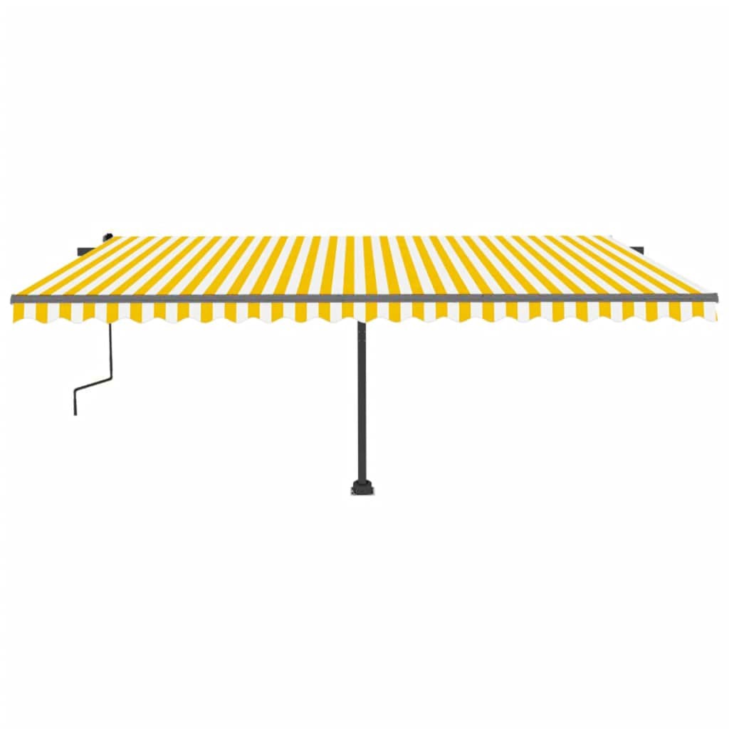 vidaXL Manual Retractable Awning with LED 500x300 cm Yellow and White