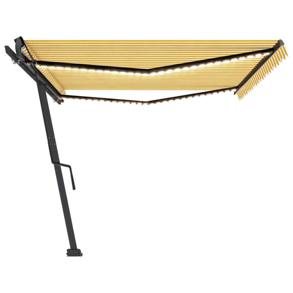 vidaXL Manual Retractable Awning with LED 500x300 cm Yellow and White