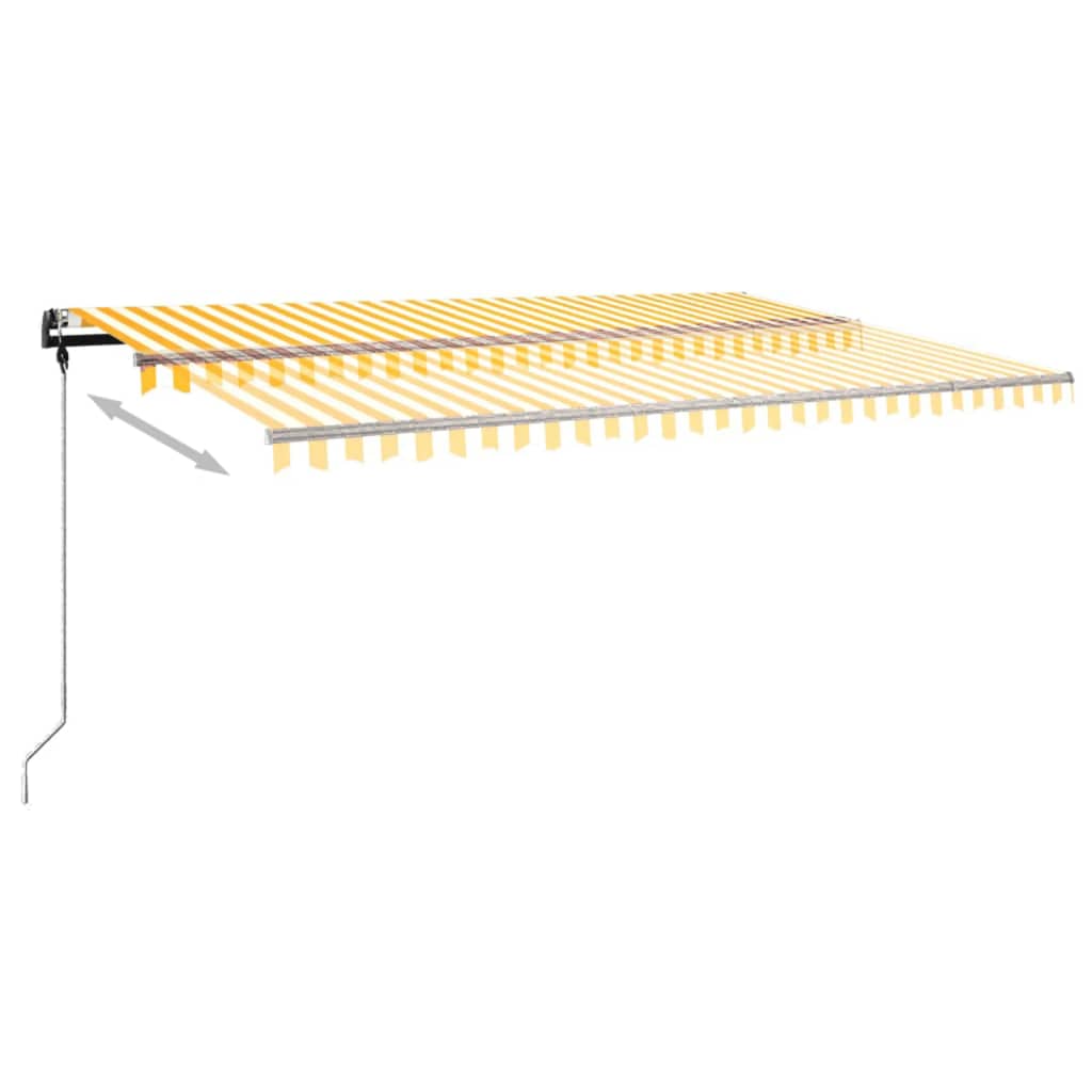 vidaXL Manual Retractable Awning with LED 500x300 cm Yellow and White