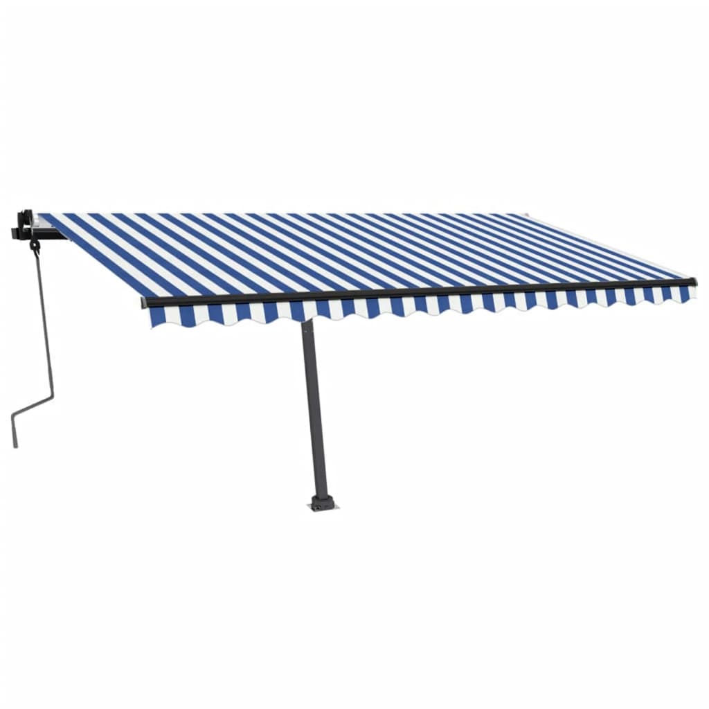 vidaXL Freestanding Manual Retractable Awning 400x350 cm Blue/White