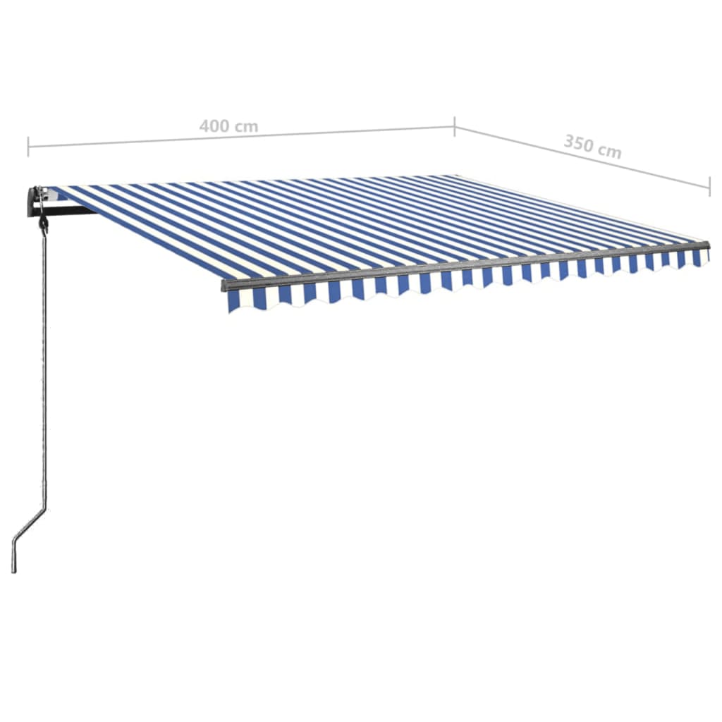 vidaXL Freestanding Manual Retractable Awning 400x350 cm Blue/White