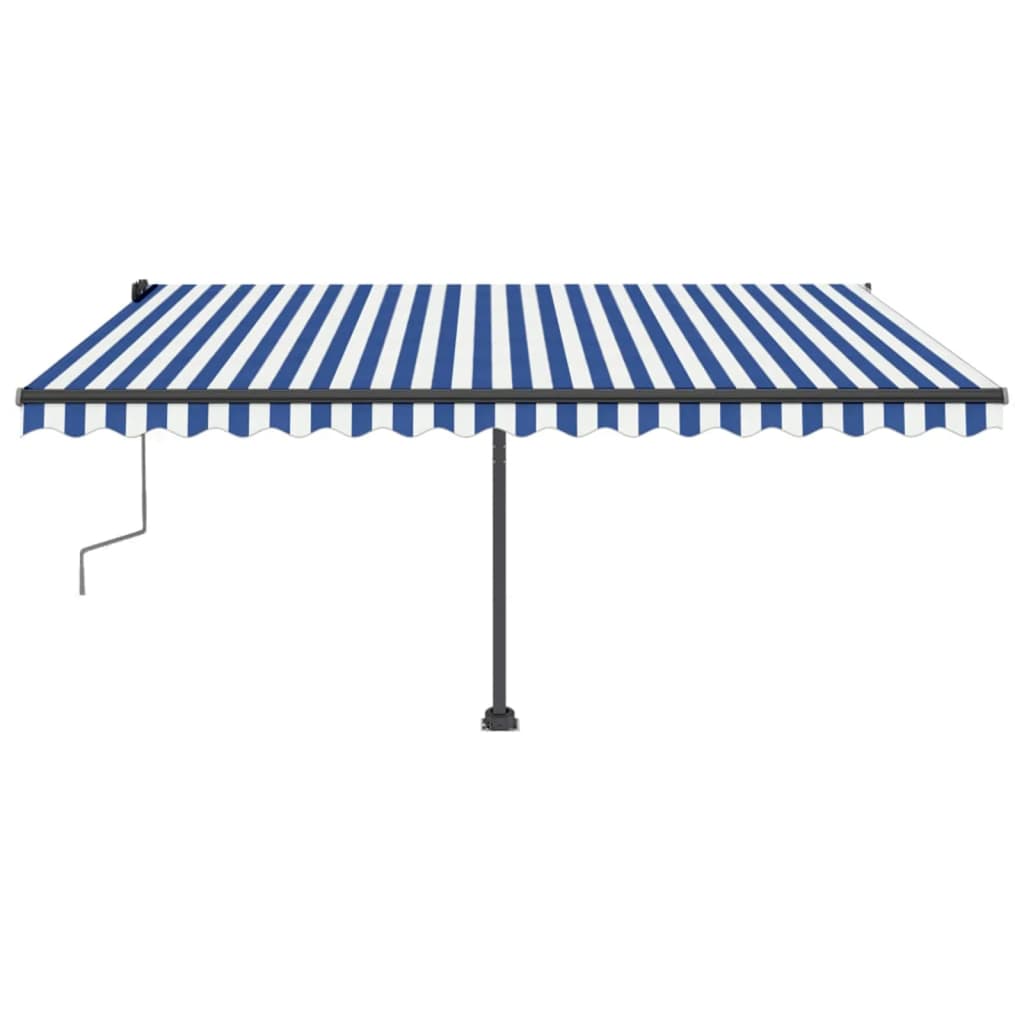 vidaXL Freestanding Manual Retractable Awning 400x350 cm Blue/White