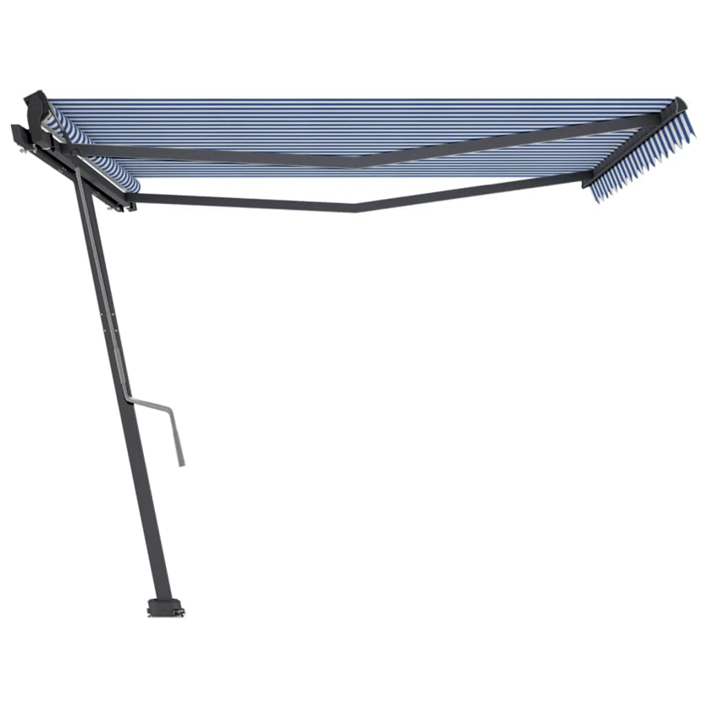 vidaXL Freestanding Manual Retractable Awning 400x350 cm Blue/White