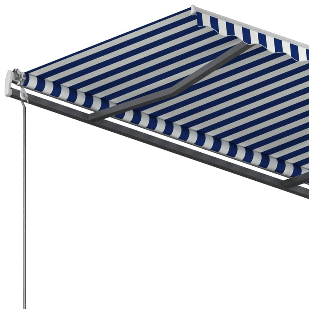 vidaXL Freestanding Manual Retractable Awning 400x350 cm Blue/White