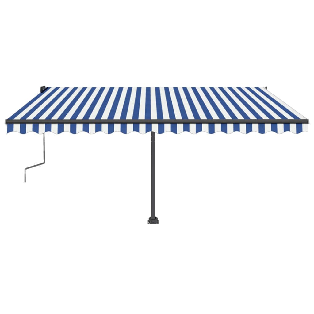 vidaXL Freestanding Manual Retractable Awning 450x350 cm Blue/White