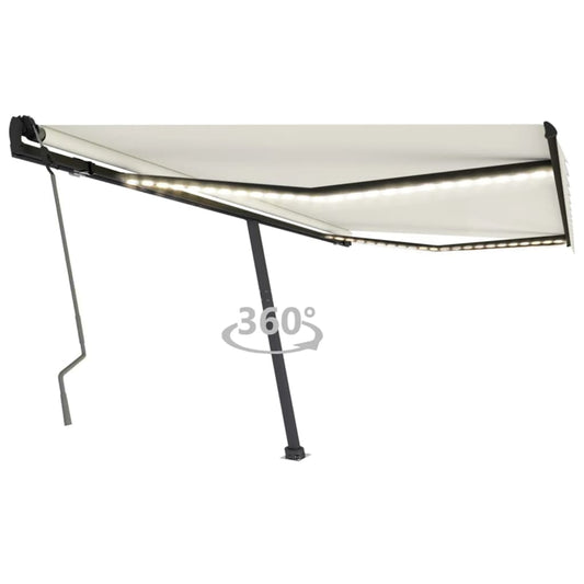 vidaXL Manual Retractable Awning with LED 450x350 cm Cream