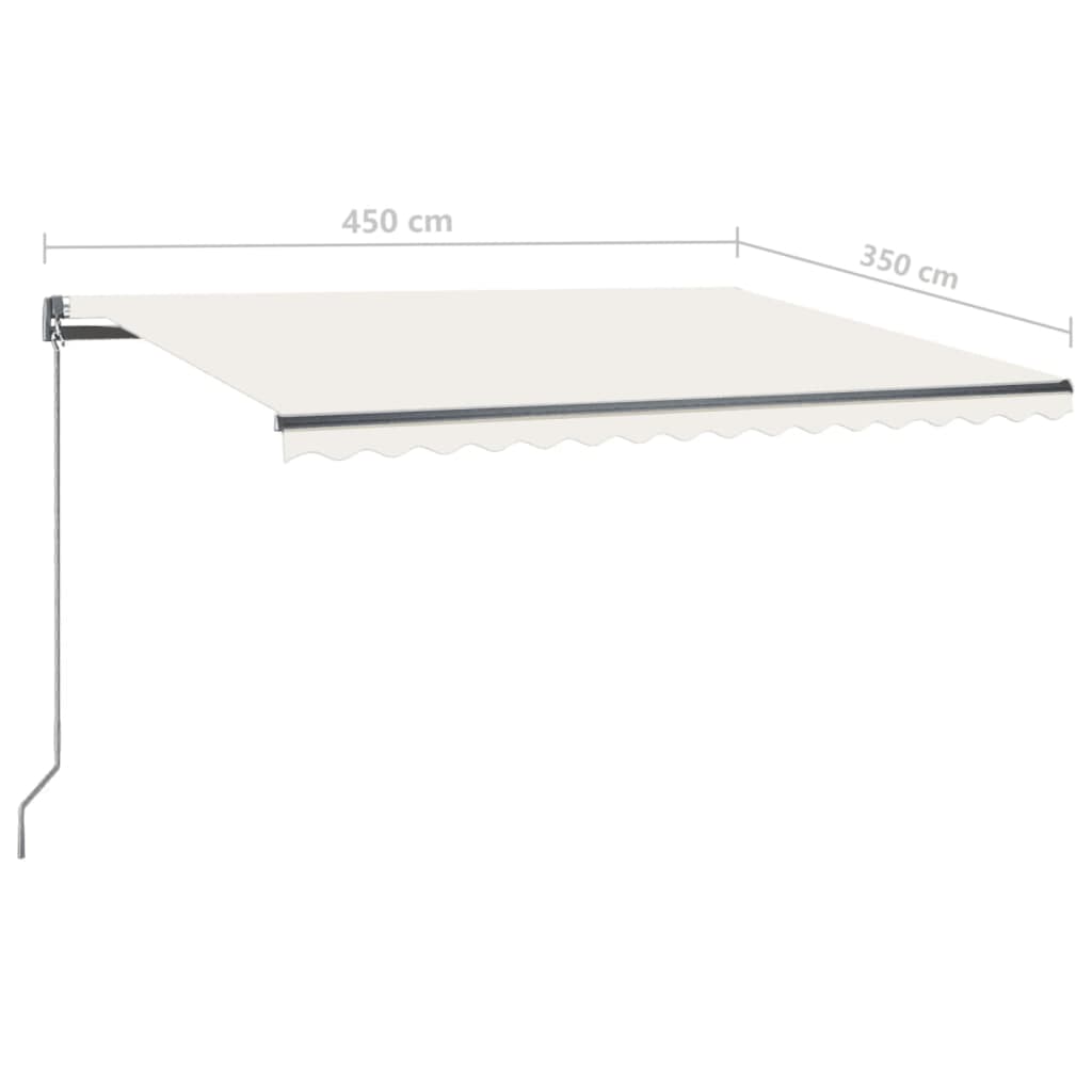 vidaXL Manual Retractable Awning with LED 450x350 cm Cream