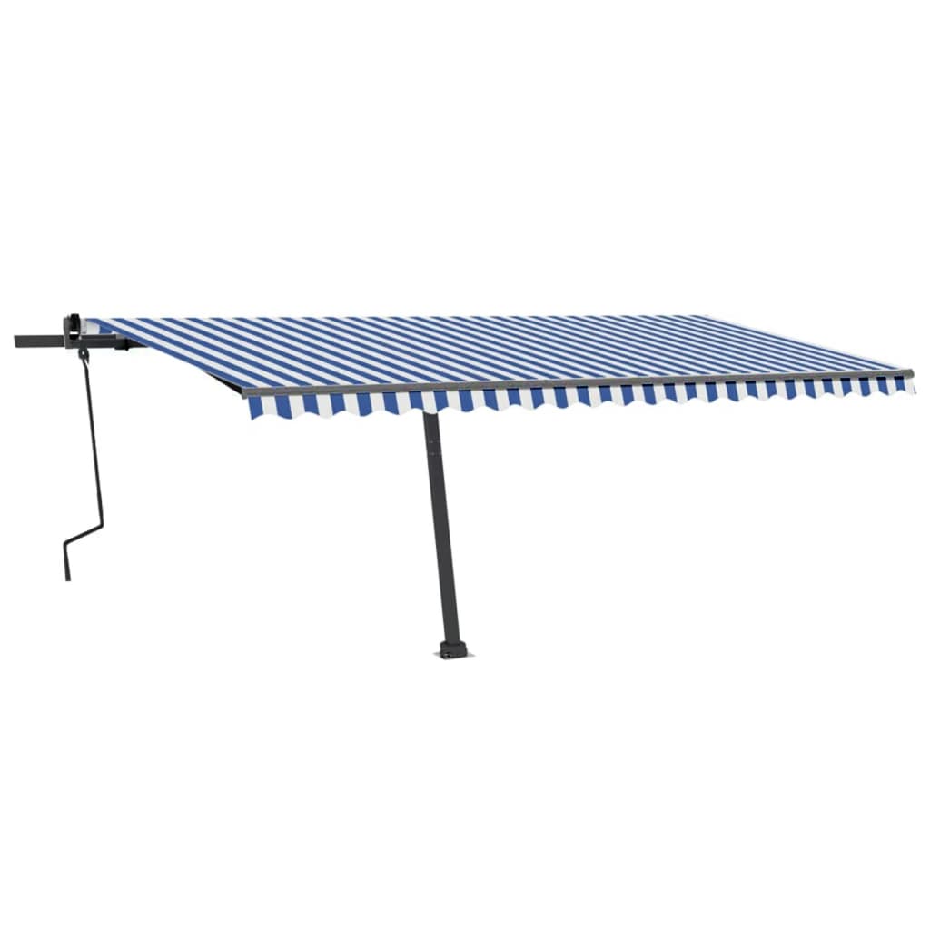 vidaXL Freestanding Manual Retractable Awning 500x350 cm Blue/White