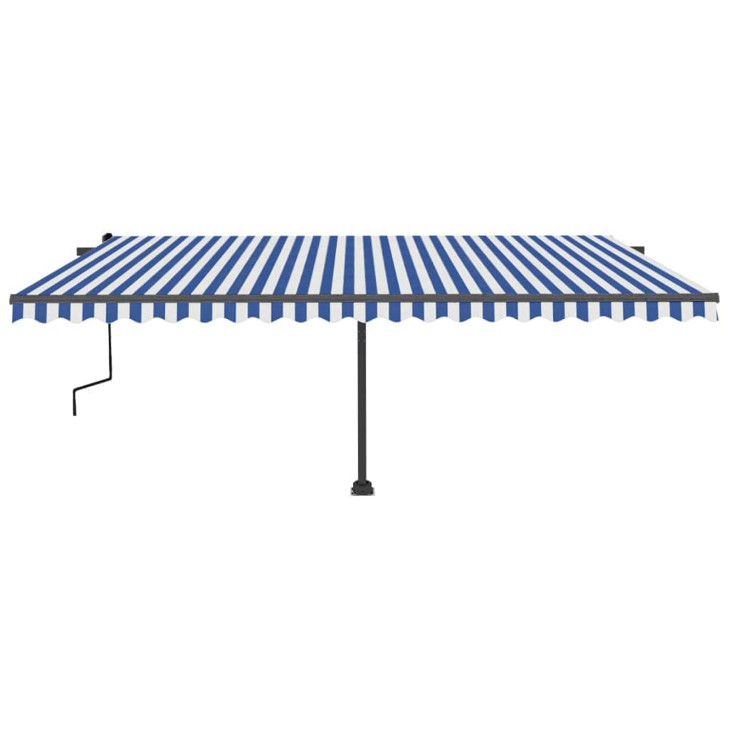 vidaXL Freestanding Manual Retractable Awning 500x350 cm Blue/White