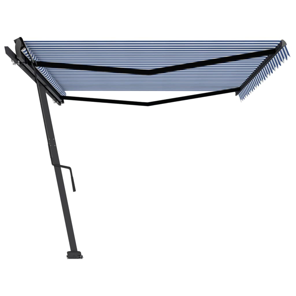 vidaXL Freestanding Manual Retractable Awning 500x350 cm Blue/White