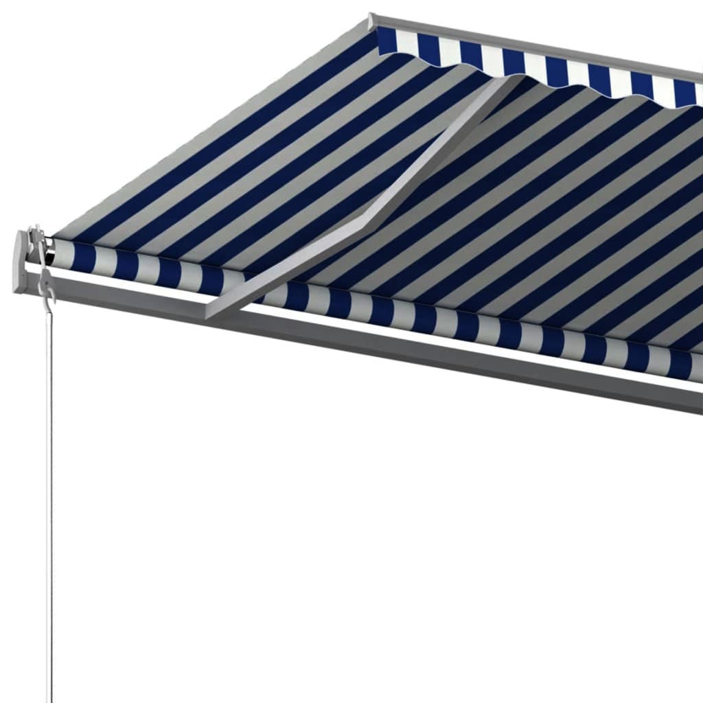 vidaXL Freestanding Manual Retractable Awning 500x350 cm Blue/White