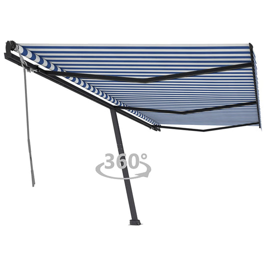 vidaXL Freestanding Manual Retractable Awning 600x350 cm Blue/White