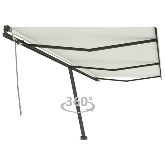 vidaXL Freestanding Manual Retractable Awning 600x350 cm Cream