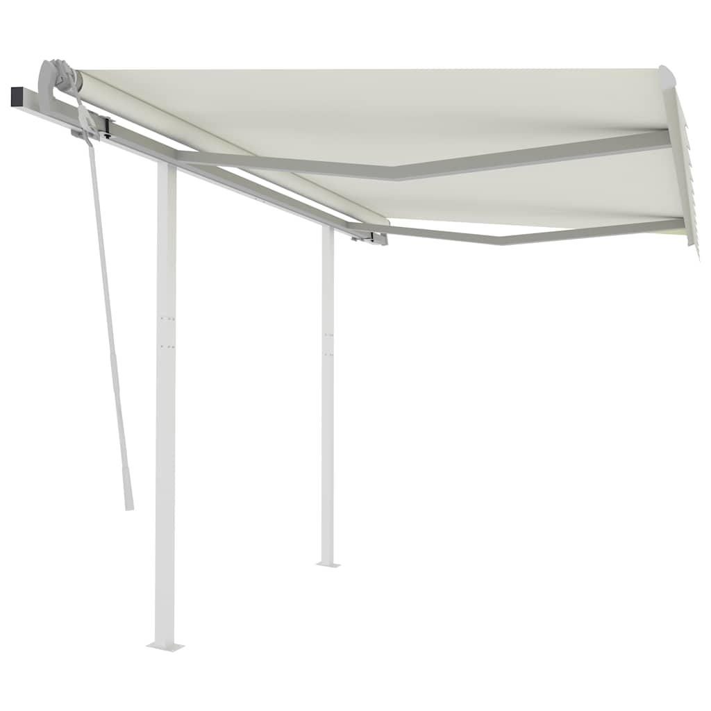 3069897 vidaXL Manual Retractable Awning with Posts 3x2,5 m Cream (313189+46833+315093)