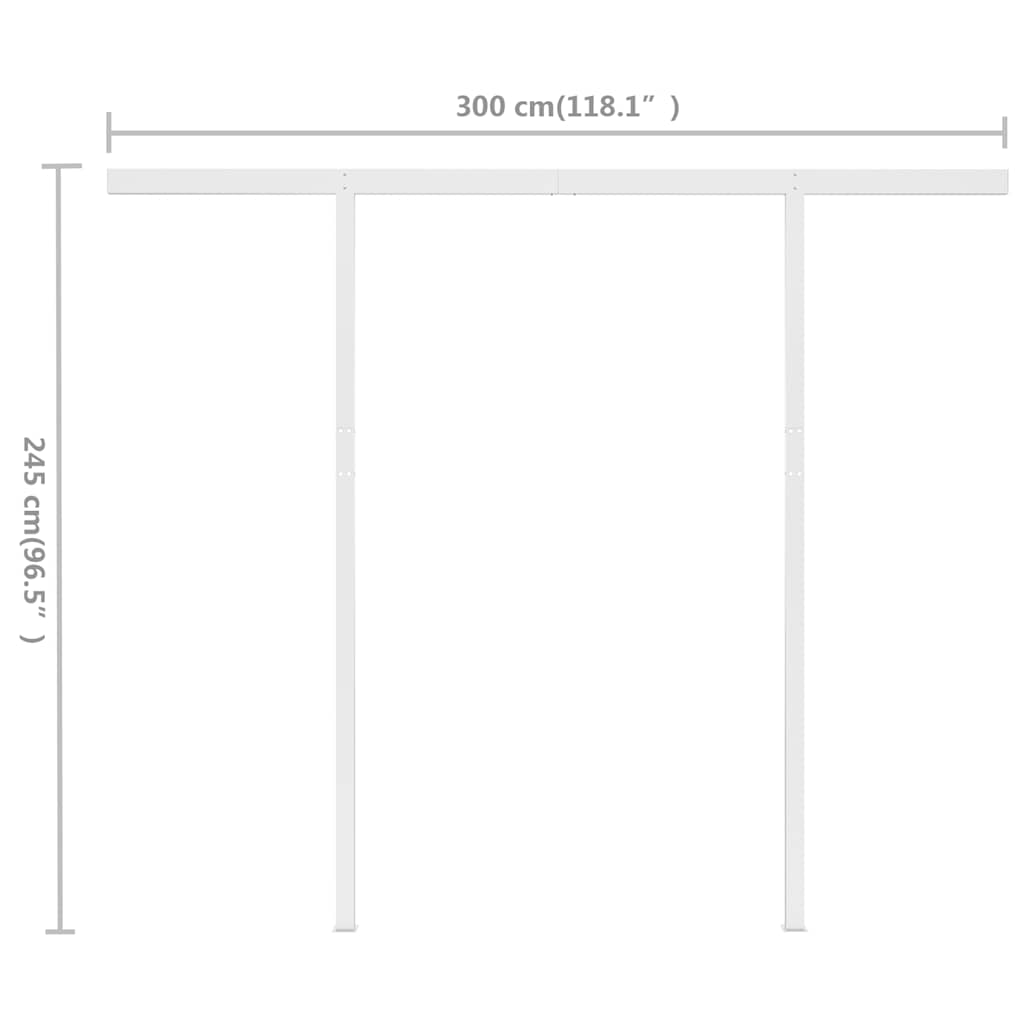 3069897 vidaXL Manual Retractable Awning with Posts 3x2,5 m Cream (313189+46833+315093)