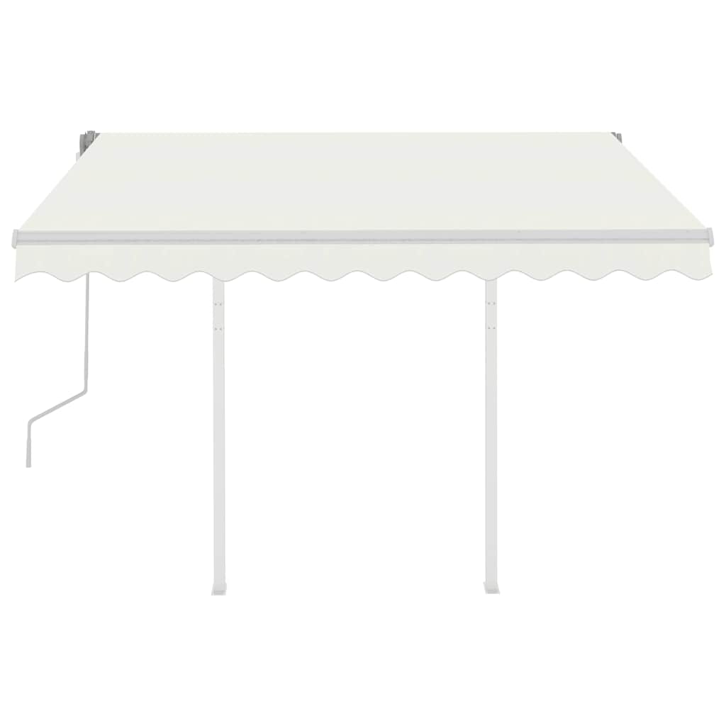 3069897 vidaXL Manual Retractable Awning with Posts 3x2,5 m Cream (313189+46833+315093)