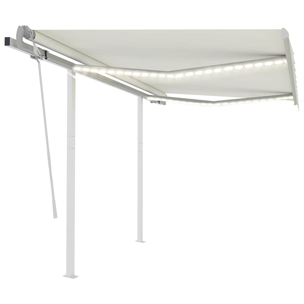 3069902 vidaXL Manual Retractable Awning with LED 3x2,5 m Cream (313199+46833+315093)