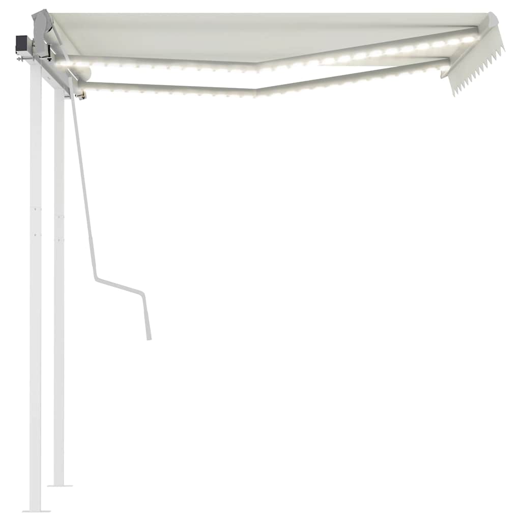 3069902 vidaXL Manual Retractable Awning with LED 3x2,5 m Cream (313199+46833+315093)