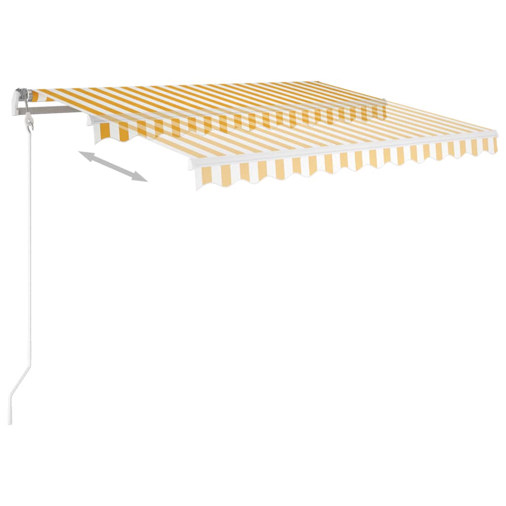 vidaXL Manual Retractable Awning with LED 3x2.5 m Yellow and White