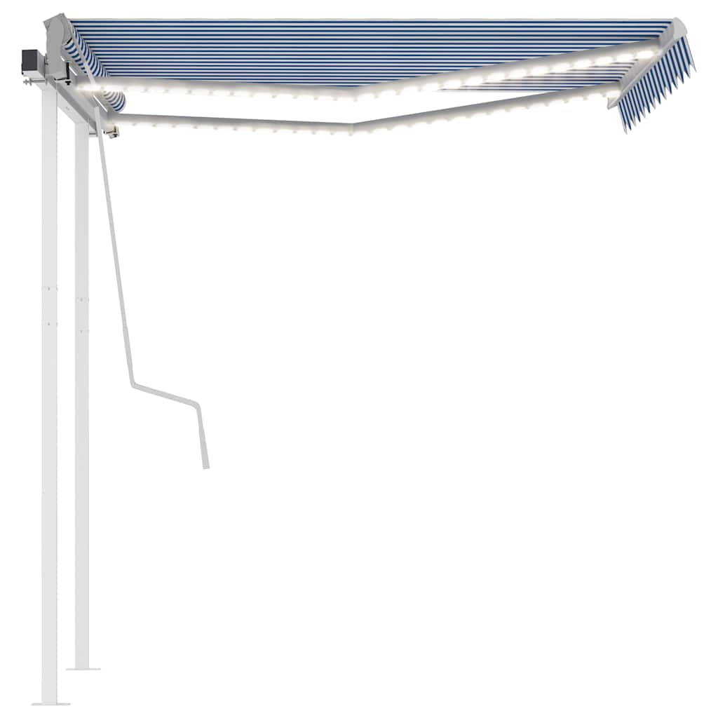 3069921 vidaXL Manual Retractable Awning with LED 3,5x2,5 m Blue and White (313200+46845+315093)