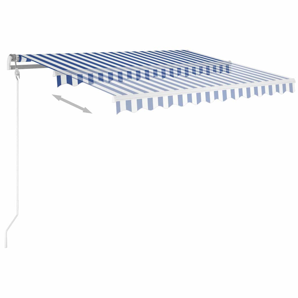 3069921 vidaXL Manual Retractable Awning with LED 3,5x2,5 m Blue and White (313200+46845+315093)