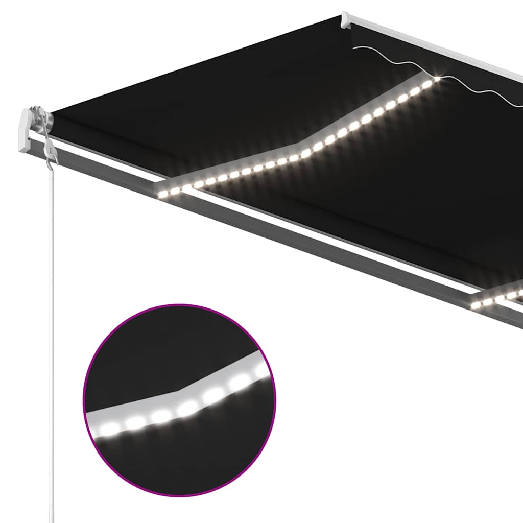 3069924 vidaXL Manual Retractable Awning with LED 3,5x2,5 m Anthracite (313200+46848+315093)