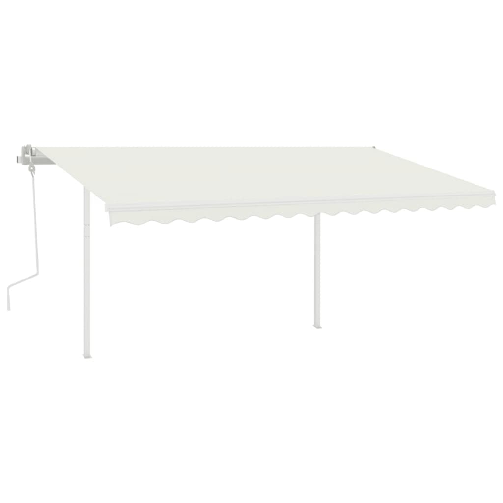 vidaXL Manual Retractable Awning with Posts 4.5x3 m Cream