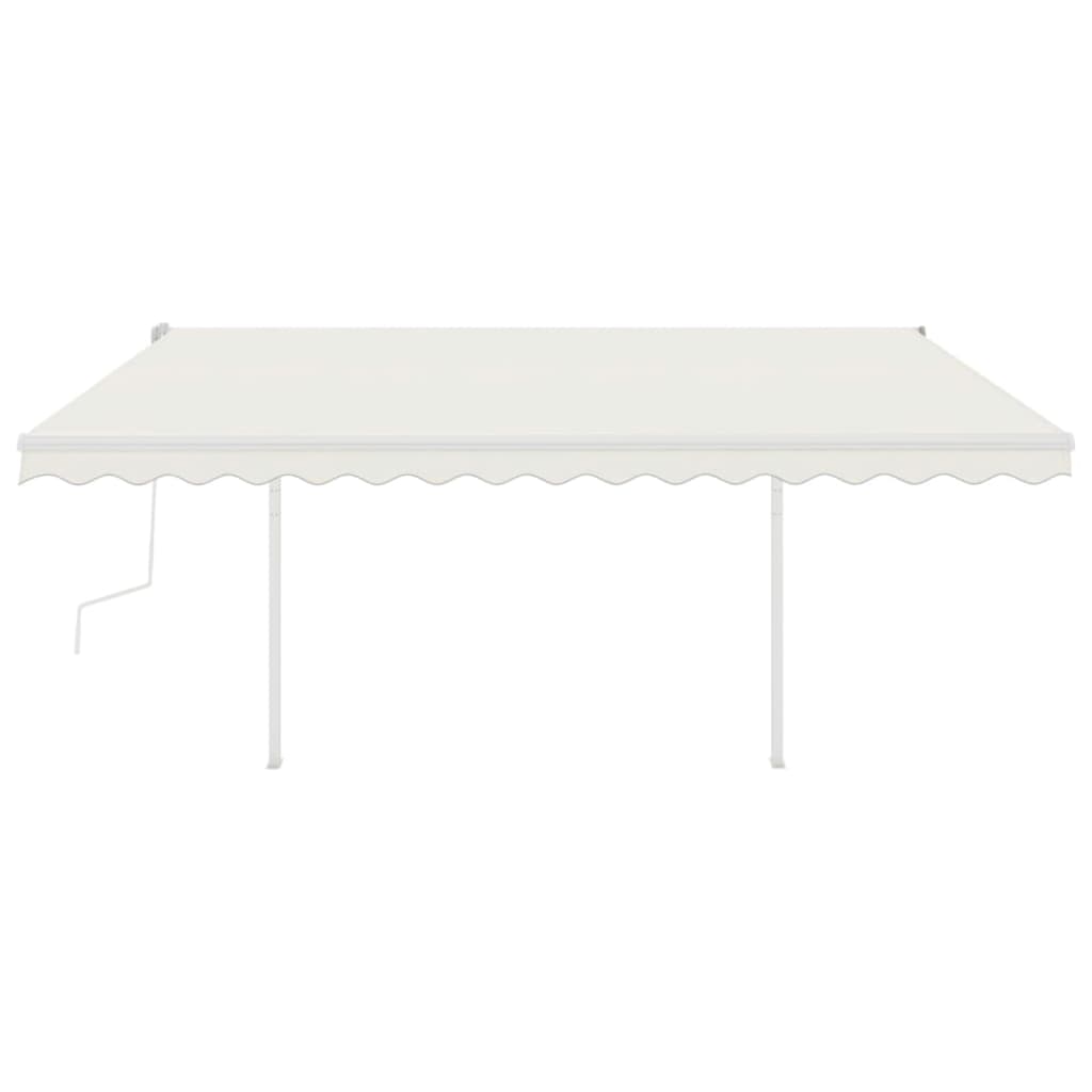 vidaXL Manual Retractable Awning with Posts 4.5x3 m Cream