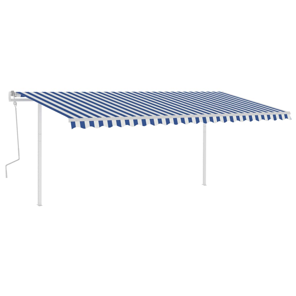 vidaXL Manual Retractable Awning with LED 5x3.5 m Blue and White