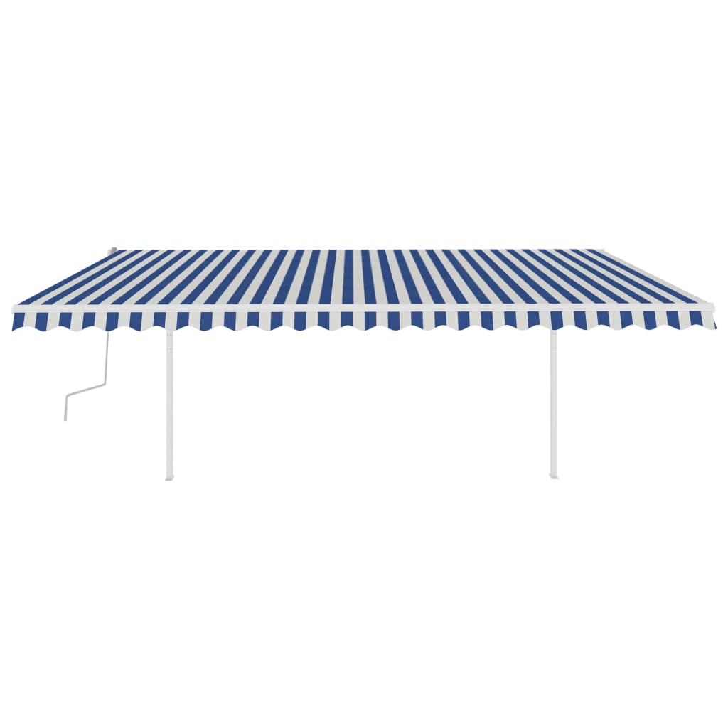 vidaXL Manual Retractable Awning with LED 5x3.5 m Blue and White