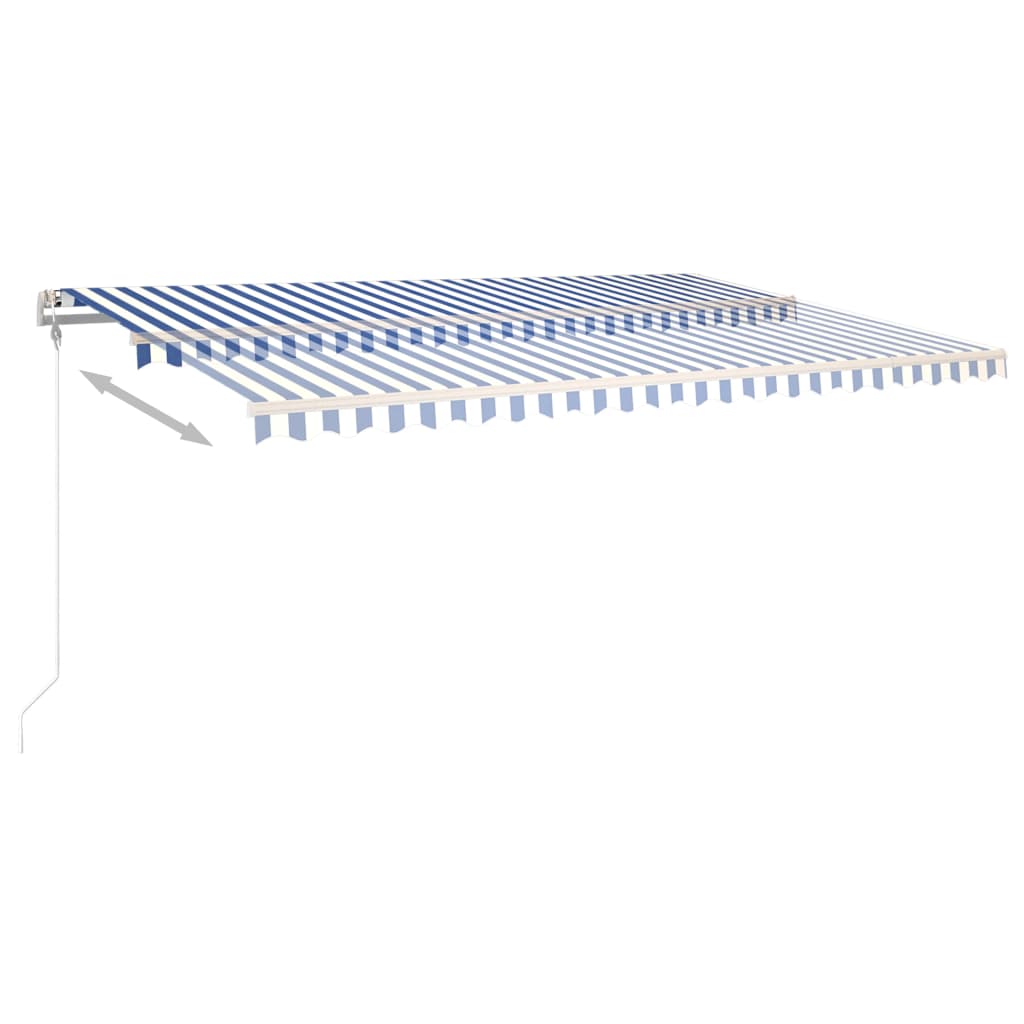 vidaXL Manual Retractable Awning with LED 5x3.5 m Blue and White