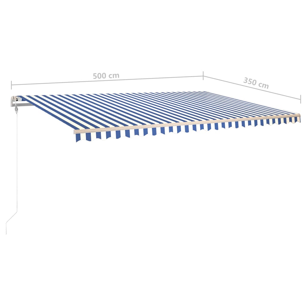 vidaXL Manual Retractable Awning with LED 5x3.5 m Blue and White