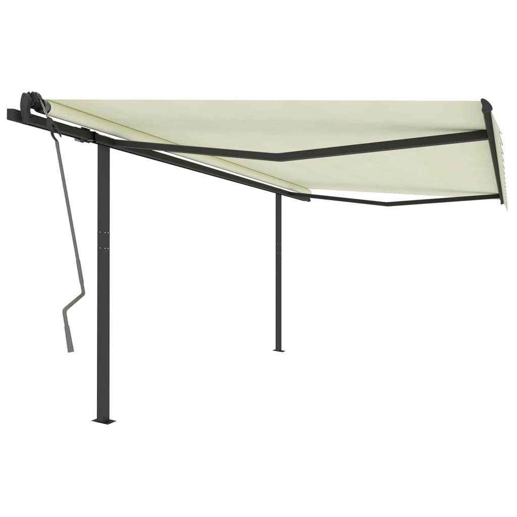 vidaXL Manual Retractable Awning with Posts 4.5x3 m Cream