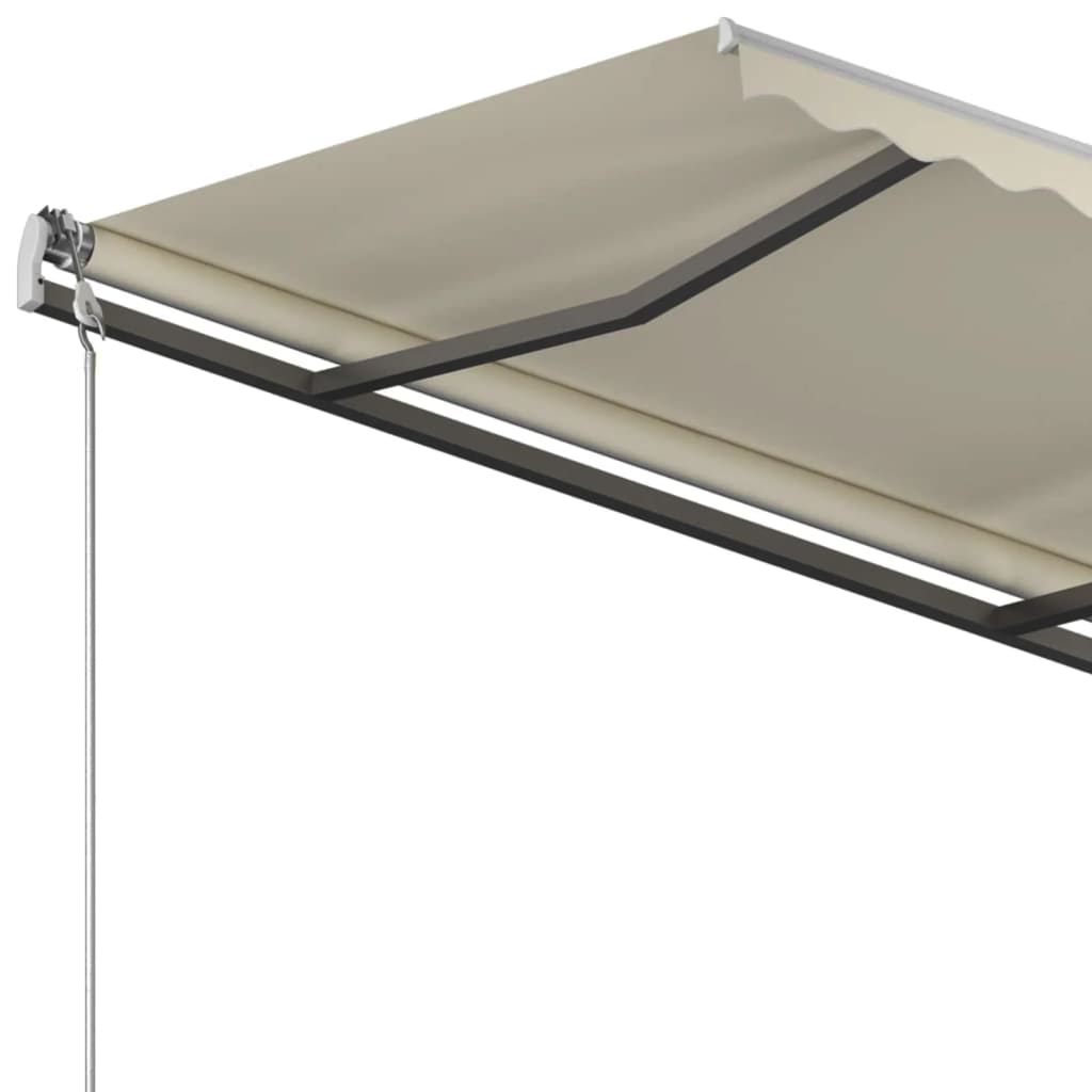 vidaXL Manual Retractable Awning with Posts 4.5x3 m Cream