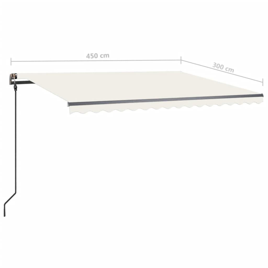 vidaXL Manual Retractable Awning with Posts 4.5x3 m Cream