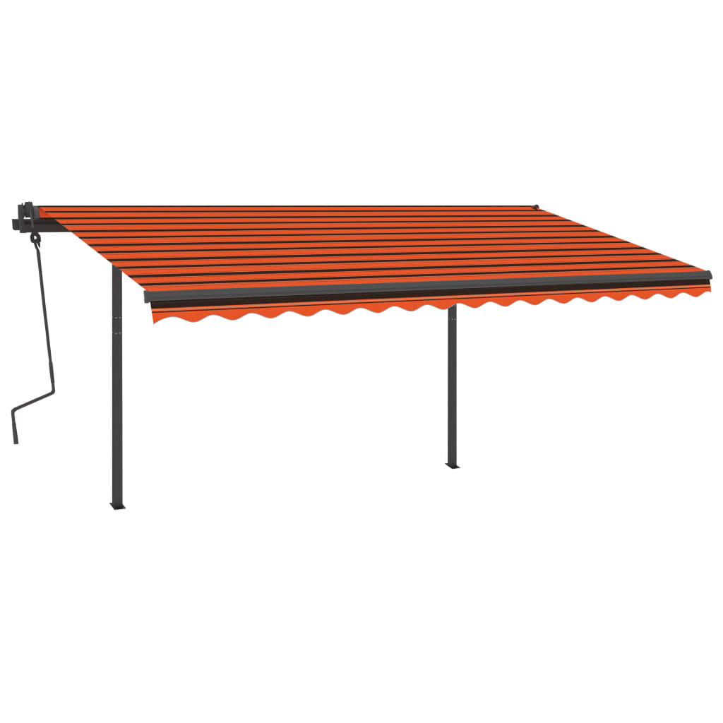 vidaXL Manual Retractable Awning with LED 4.5x3.5 m Orange and Brown