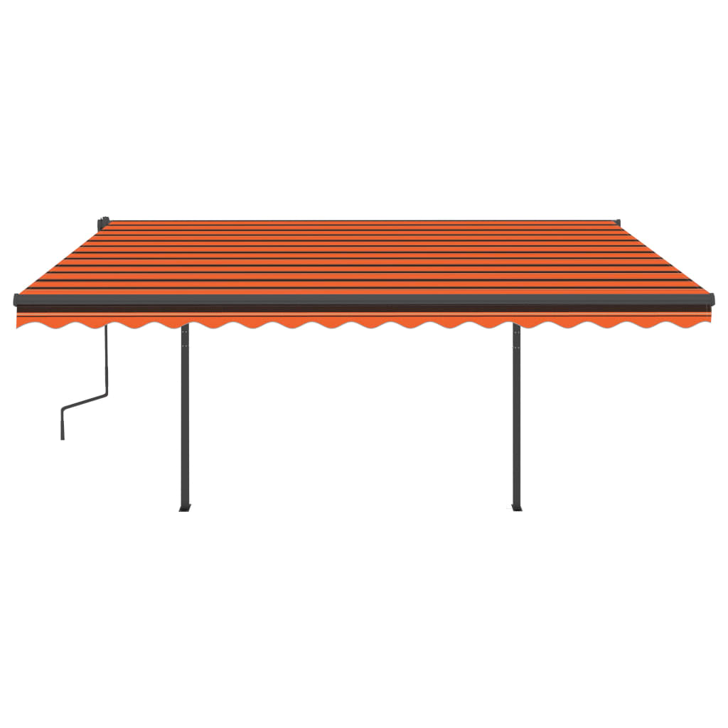 vidaXL Manual Retractable Awning with LED 4.5x3.5 m Orange and Brown