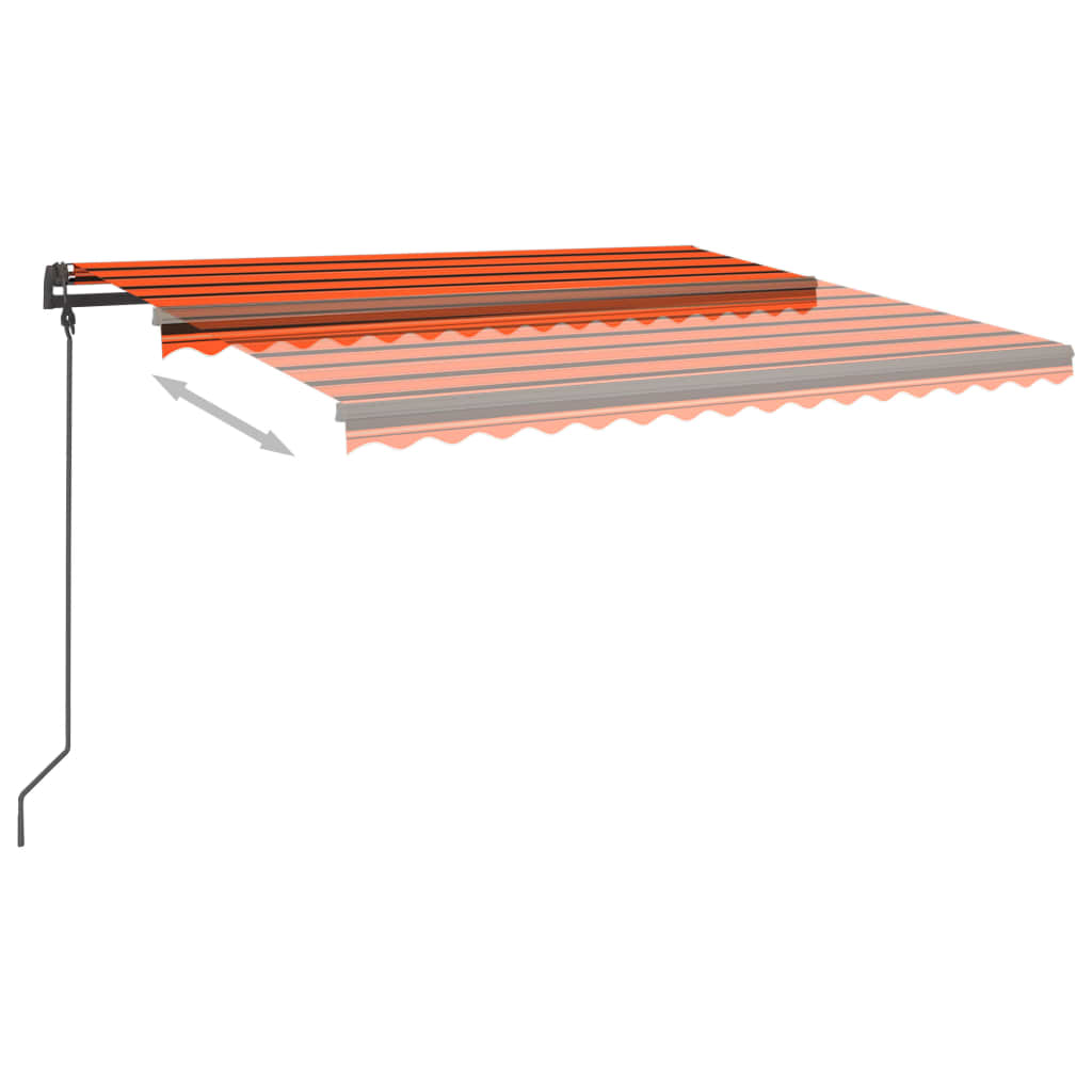 vidaXL Manual Retractable Awning with LED 4.5x3.5 m Orange and Brown