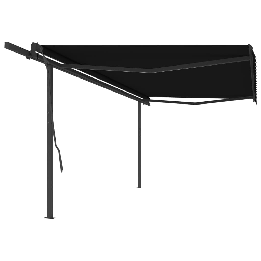 vidaXL Manual Retractable Awning with Posts 5x3.5 m Anthracite