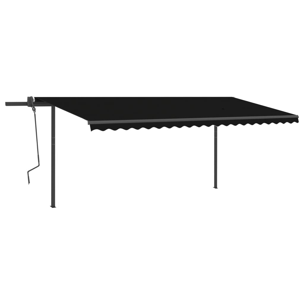 vidaXL Manual Retractable Awning with Posts 5x3.5 m Anthracite