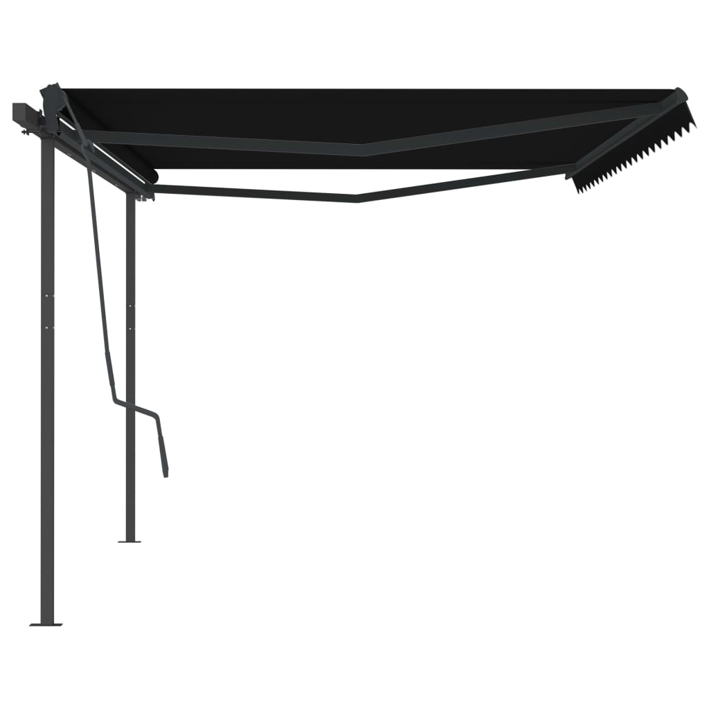 vidaXL Manual Retractable Awning with Posts 5x3.5 m Anthracite