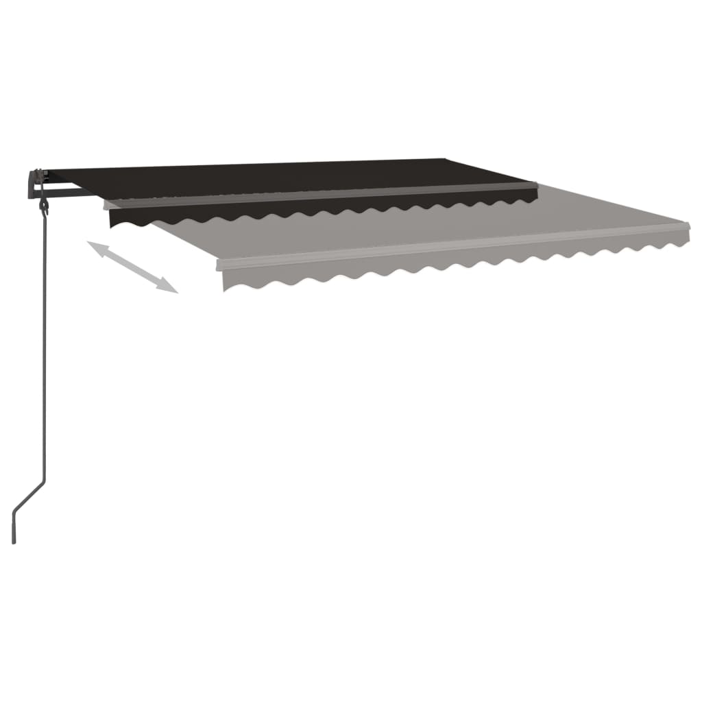 vidaXL Manual Retractable Awning with Posts 5x3.5 m Anthracite