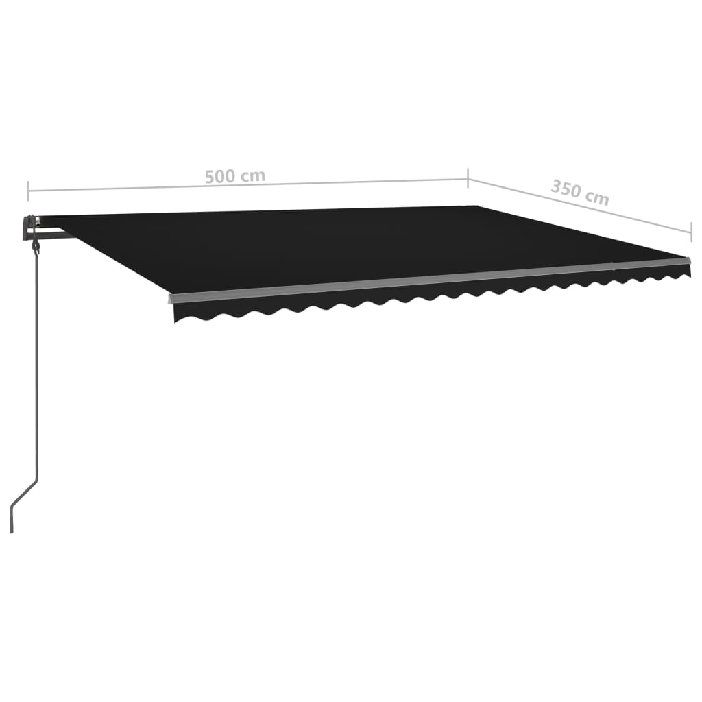 vidaXL Manual Retractable Awning with Posts 5x3.5 m Anthracite